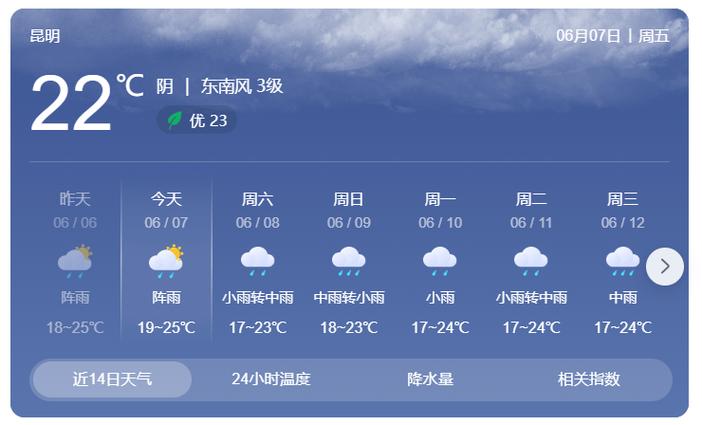 昆明天气预报查询-昆明天气预报查询一周